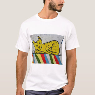Camiseta Pintura Mural de Muro de Grafite de Gato de Berlim