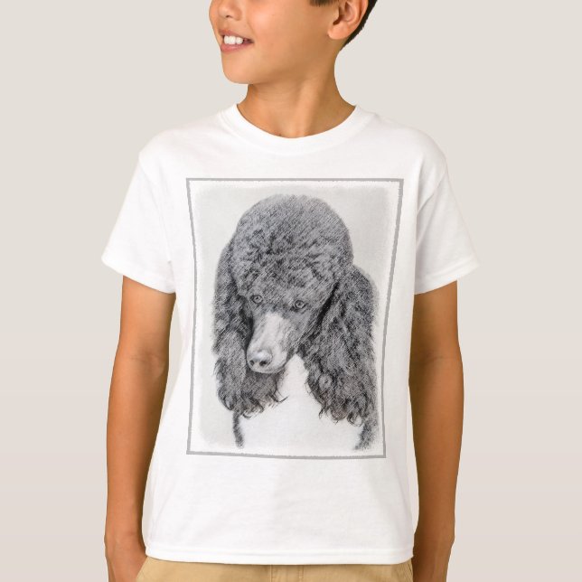 Camiseta Pintura Negra De Poodle Padrão - Arte Cão (Frente)