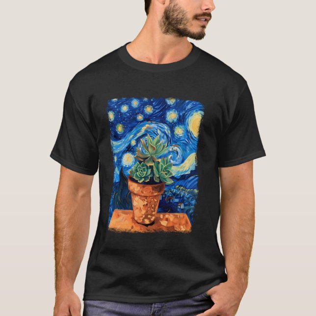 Camiseta Pintura Noturna Estelar da Usina de Cactus Suculta (Frente)