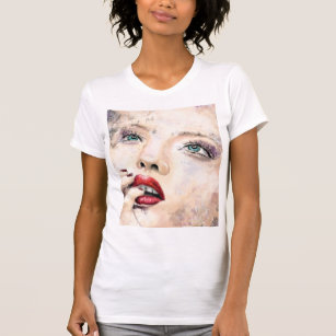 Camiseta Pintura original de Abstrato de mulher Bonito de o