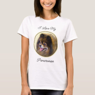 Camiseta Pintura Original de Cachorro Pomerânia Preto e Cas