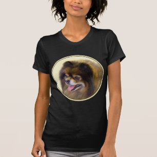 Camiseta Pintura original de cão a preto e a bronzeado da