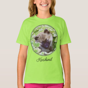 Camiseta Pintura Original de Filhote de Keeshond no Jardim