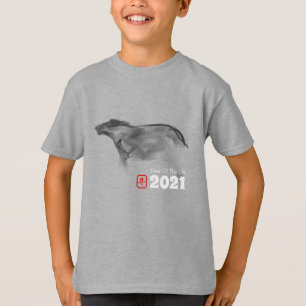 Camiseta Pintura Original OX Chinês Ano Novo 2021 Criança