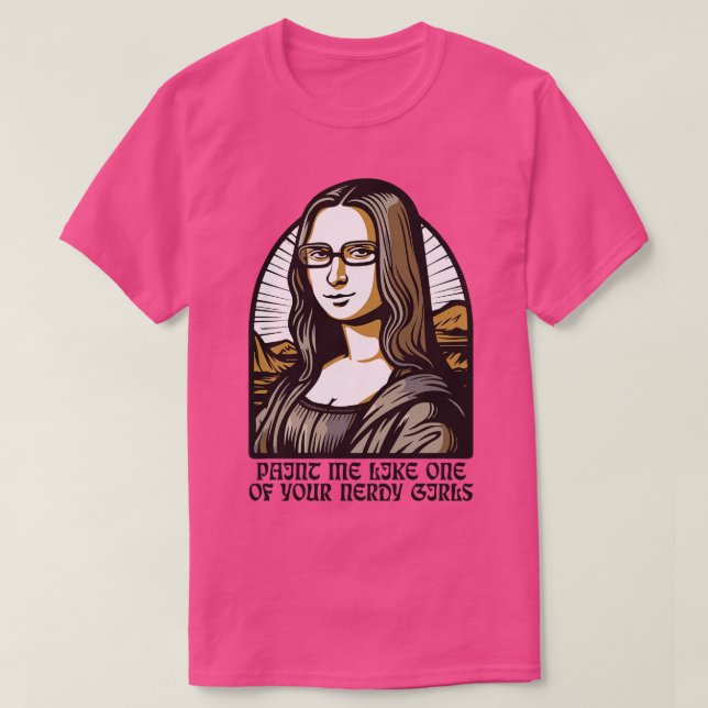 Camiseta pintura paródia do Bookworm Lisa Mona (Frente do Design)