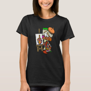 Camiseta Pintura Pincel Pincel Dedo Médio Colorido