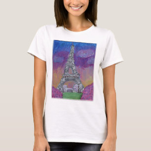 Camiseta Pintura popular em torre Eiffel