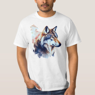 Camiseta Pintura por Aquarela abstrato Wolf Head