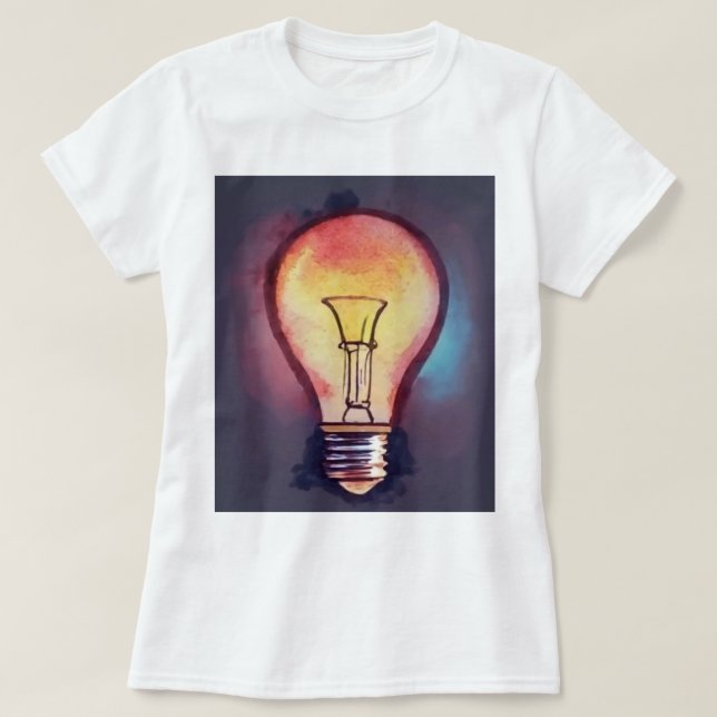 Camiseta Pintura Por Aquarela Com Lâmpada, Lâmpada (Frente do Design)