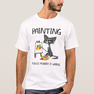 Camiseta Pintura Porque O Assassinato É Um Gato Errado