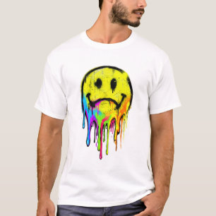 Camiseta Pintura Rastejante de Grafite Sorriso Arco-Íris