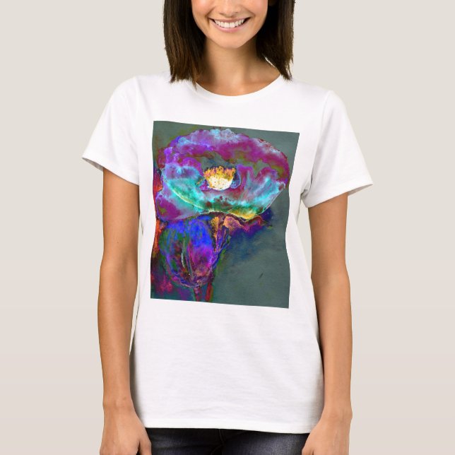Camiseta Pintura romântica elegante de flores de pétalas ro (Frente)