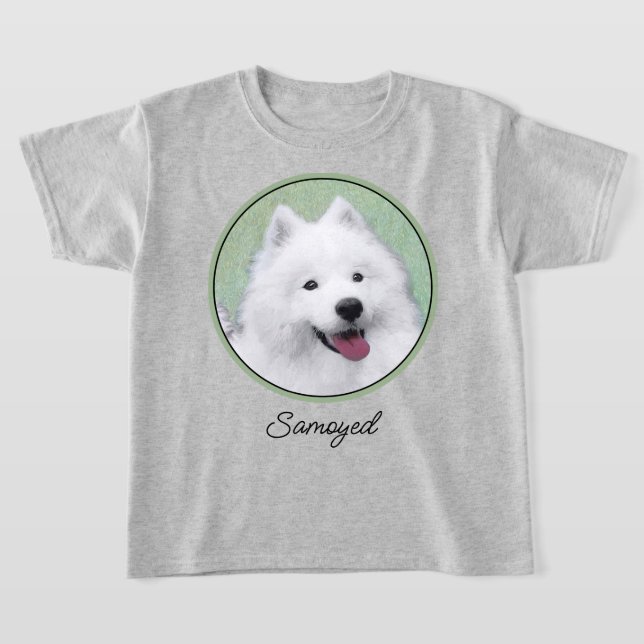 Camiseta Pintura Samoyed - Arte Cachorosa Original (Postura )