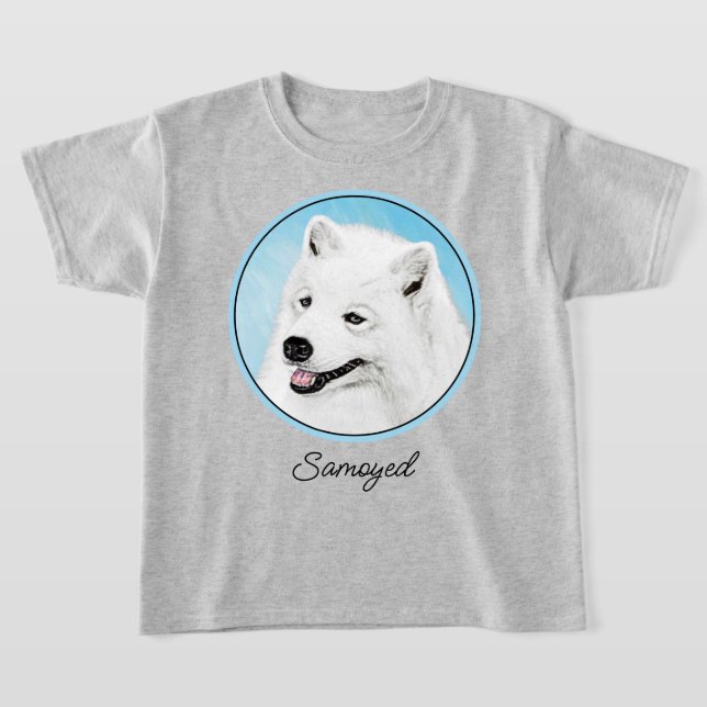 Camiseta Pintura Samoyed - Arte Cachorosa Original (Postura )
