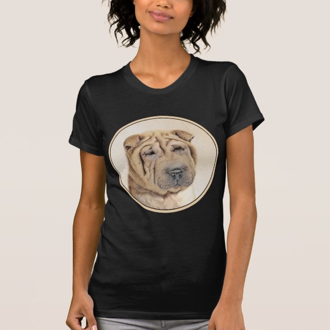 Camiseta Pintura Shar Pei - Arte Cachorra Original (Frente)