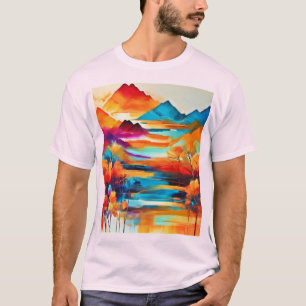 Camiseta Pintura solar de Montanha Vibrante