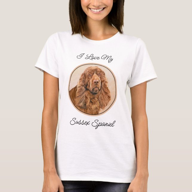 Camiseta Pintura Sussex Spaniel - Arte Cachorosa Original (Frente)