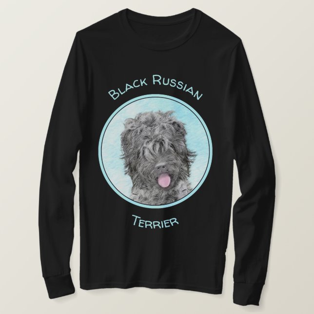 Camiseta Pintura Terrier russa negra - Cachorro original bo (Frente do Design)