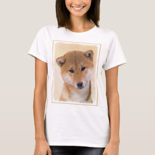 Camiseta Pintura (vermelha) de Shiba Inu - arte original do