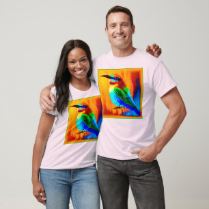 Camiseta Pintura vibrante e alegre do Pássaro Arco-Íris. Co