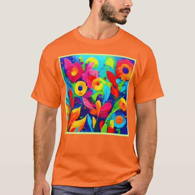 Camiseta Pintura Vibrante Fantasia Floral (Frente)