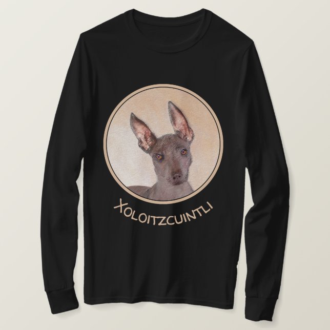 Camiseta Pintura Xoloitzcuintli - Arte Cachorra Original (Frente do Design)
