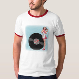 Camiseta Pinup Vinyl Girl Retro Chic