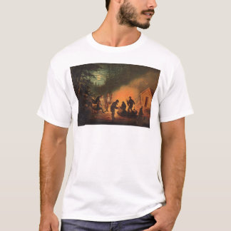 Camiseta Pioneiros de Califórnia em torno de uma fogueira