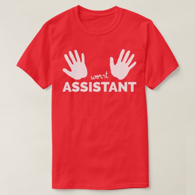 Camiseta Pior Assistente com Duas Mãos à Esquerda - Present (Frente do Design)