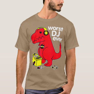 Camiseta Pior DJ Dinossauro Vermelho Engraçado