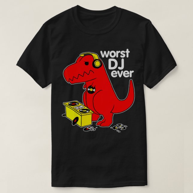 Camiseta Pior DJ Já Engraçado Em Re Dinossauro Música Sarcá (Frente do Design)