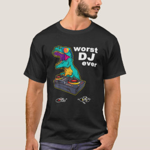 Camiseta Pior DJ Já Engraçado T Rex Dinossaur Música Sar