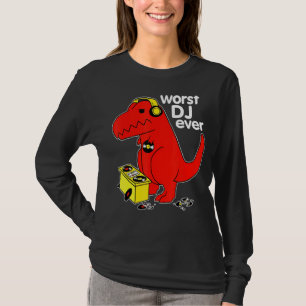 Camiseta Pior Dj Já Engraçado T Rex Dinossaur Música Sarcás