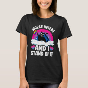 Camiseta Pior Hetero E Eu Ficamos Com Gato Bandeira Bissexu