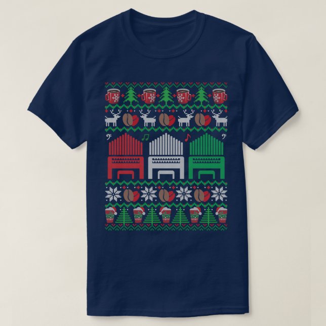 Camiseta Pipe Organ Ugly Christmas Sweater Lover Gif (Frente do Design)