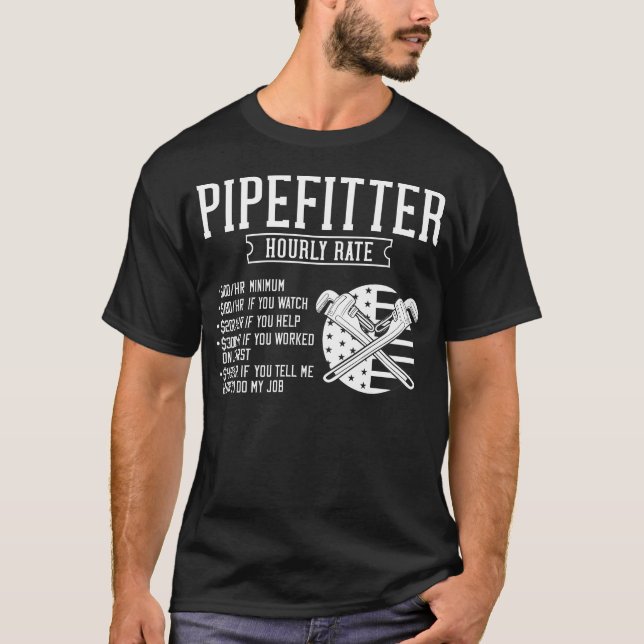 Camiseta Pipefitter Steamfitter Plumber EUA Flag (Frente)
