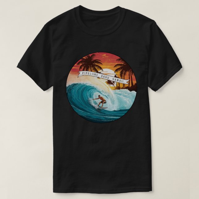 Camiseta Pipeline, Oahu, Havaí (Frente do Design)