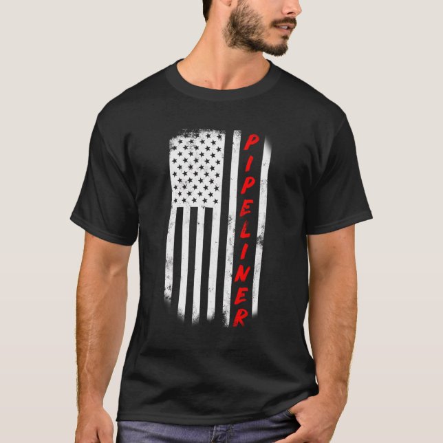 Camiseta Pipeliner American Flag Hoodie For Welder (Frente)