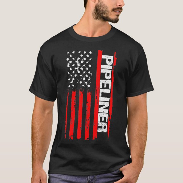 Camiseta Pipeliner American Flag Welder Pipeline T  (Frente)
