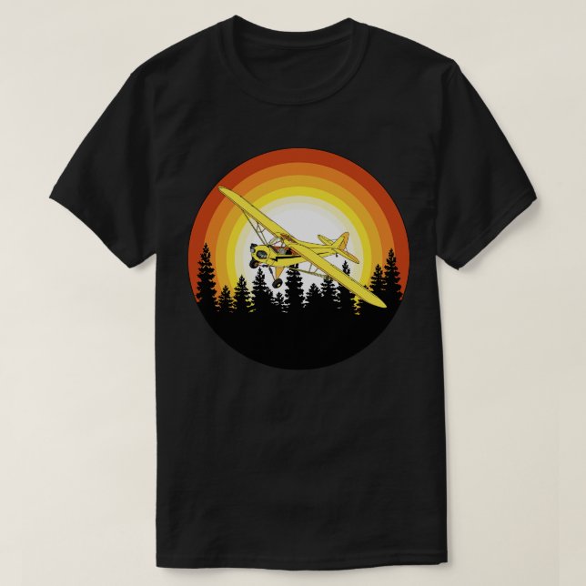 Camiseta Piper Cub Sunset Forest Design Sujidade 2 (Frente do Design)
