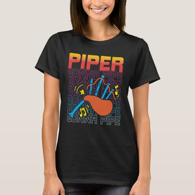 Camiseta Piper Gonna Pipe Música Escocesa E Bagpipe (Frente)