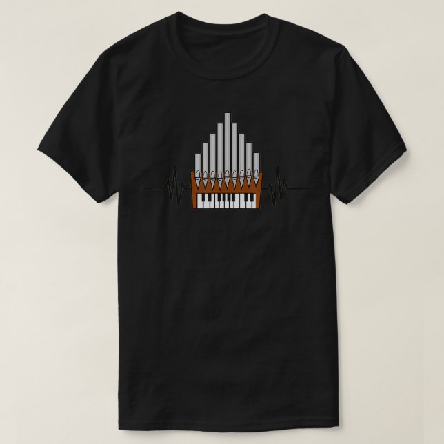 Camiseta Pipes Church Organist Instrument Heartbeat Pulse P (Frente do Design)