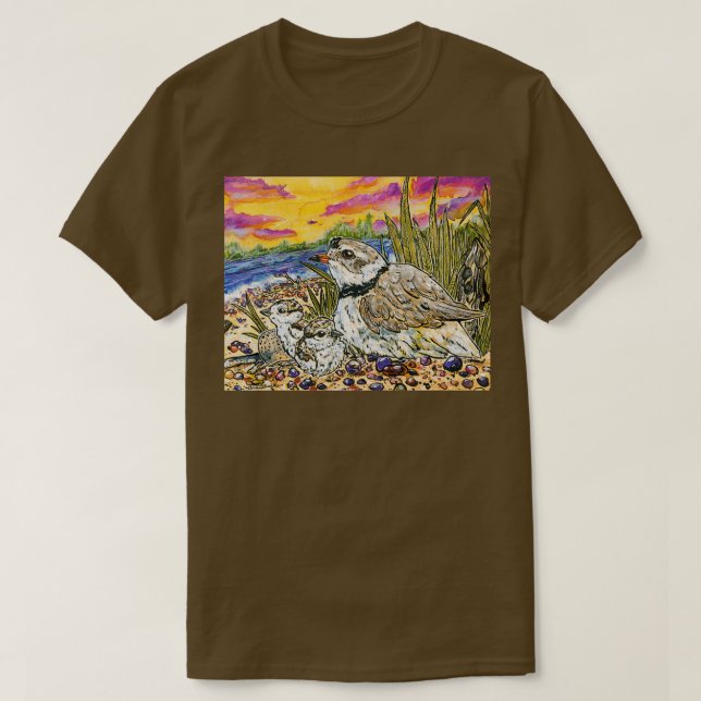 Camiseta Piping Plovers and Chicks Long (Frente do Design)