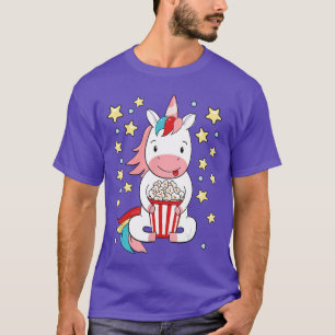 Camiseta Pipoca de Unicórnio Kawaii Para Filme de Entusiast