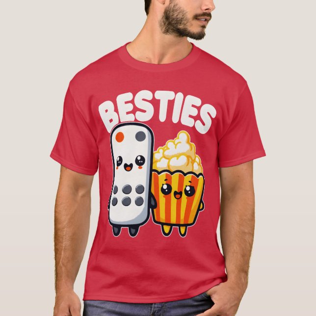 Camiseta Pipoca E Besties De Controle Remoto Fama De Filme  (Frente)