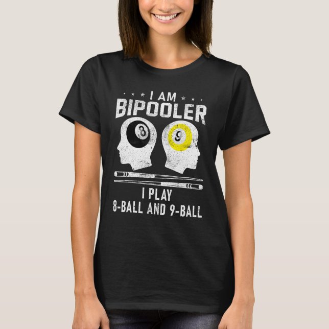 Camiseta Pipooler Pool Player Pool Cool Billiards 8 and 9 B (Frente)