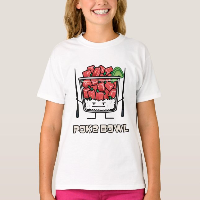 Camiseta Pique o aku dos chopsticks da salada dos peixes (Frente)