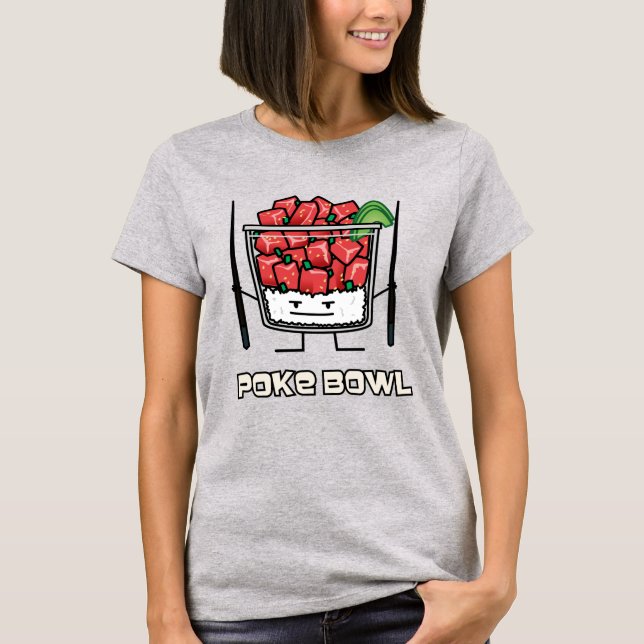 Camiseta Pique o aku dos chopsticks da salada dos peixes (Frente)