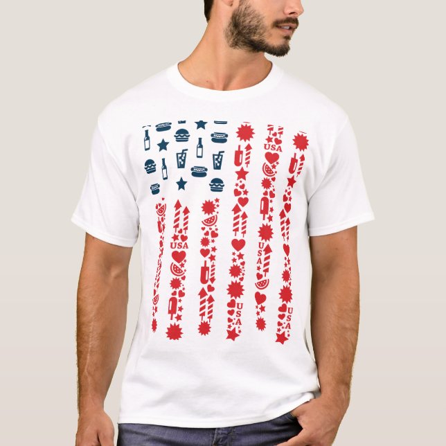 Camiseta piquenique 4 de julho de bandeira americana (Frente)