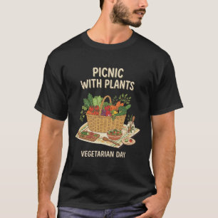 Camiseta Piquenique Com Plantas Dia Vegetariano Cesta de Le